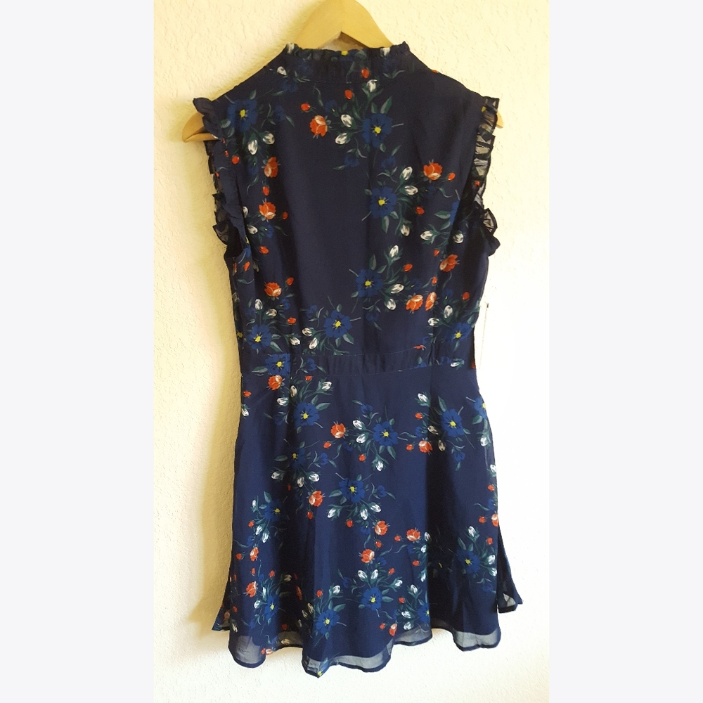 Lulus Blue Floral Button Front Ruffle Dress - Picture 5 of 7